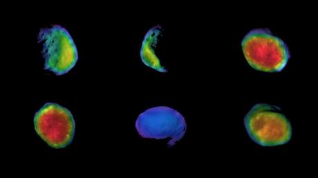 La NASA 'saca los colores' a la mayor luna marciana con una cámara infrarroja