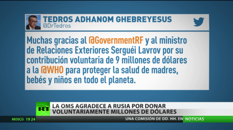 La OMS agradece a Rusia por una donación de 9 millones de dólares