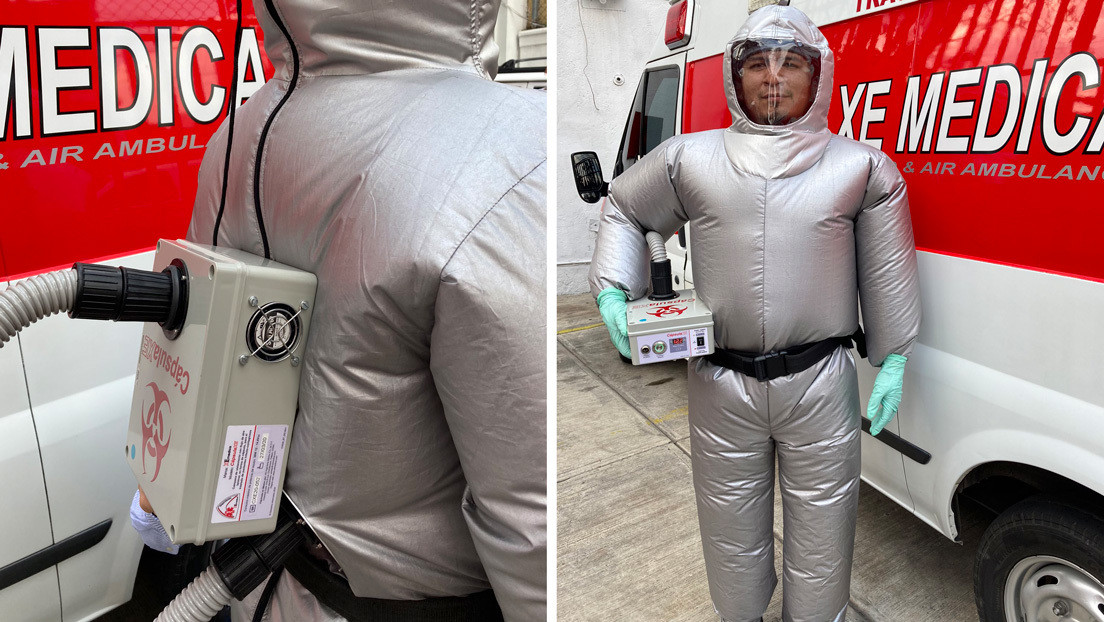 VIDEO: Crean un traje inflable que protege del covid-19 y mantiene frescos a los paramédicos en México