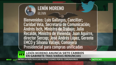 El presidente de Ecuador anuncia siete cambios en su gabinete tras varias renuncias