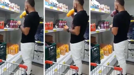 Un hombre en Colombia se graba en plena pandemia mientras abre envases de jugo en un supermercado, los prueba y los vuelve a tapar (VIDEO)