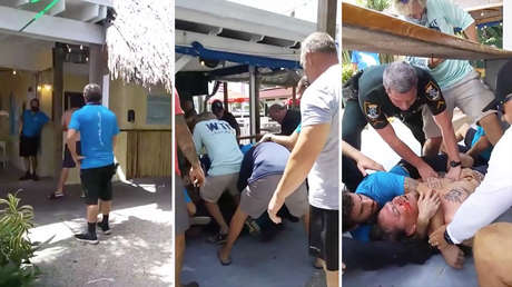 VIDEO: Un supremacista blanco con esvásticas tatuadas irrumpe en un restaurante y derriba a una empleada