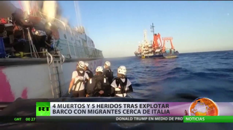 Explosión de un barco con inmigrantes cerca de Italia provoca 4 muertos y 5 heridos graves