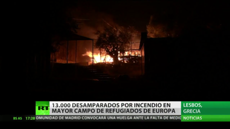 Un incendio en el mayor campo de refugiados de Europa deja a cerca de 13.000 migrantes desamparados