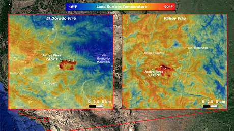 La NASA mide las temperaturas de los incendios forestales de California desde la EEI