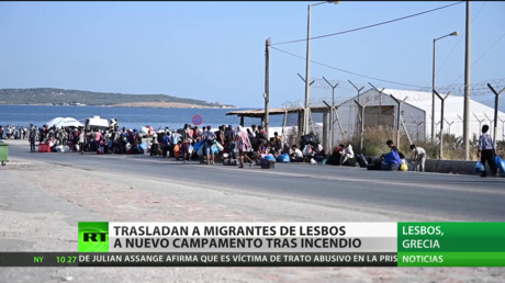 Grecia: Trasladan a refugiados de Lesbos a un nuevo campamento tras el incendio