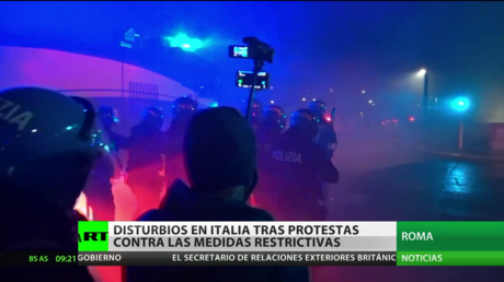Disturbios en Italia durante protestas contra las medidas restrictivas para frenar el coronavirus