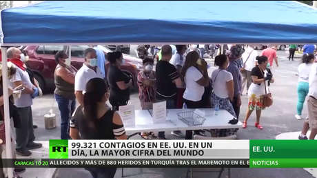 Reportan 99.321 contagios en EE.UU. en un día, la mayor cifra del mundo