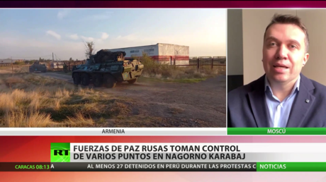 Las fuerzas rusas de paz toman el control de puntos vitales en la zona de conflicto en Nagorno Karabaj