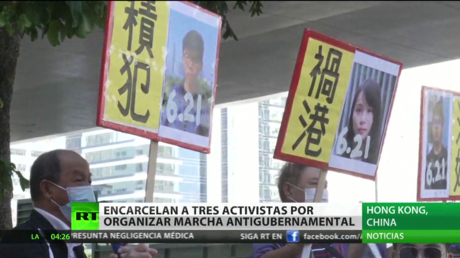 China encarcela a tres activistas por organizar marchas antigubernamentales en Hong Kong