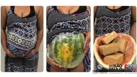 FOTO: Detienen en Brasil a una mujer 'embarazada' que transportaba cocaína escondida en su vientre de sandía