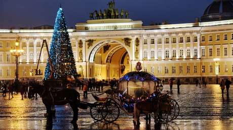 Un caballo le arranca de un mordisco la punta de la nariz a un hombre en el centro de San Petersburgo