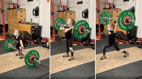 Levanta 80 kilos a sus 7 años y lleva tatuajes falsos: así es la niña más fuerte del mundo