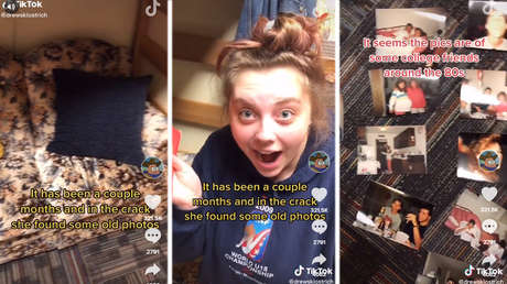 Una estudiante compra un sofá de segunda mano y encuentra dentro fotos de gente de los años 80