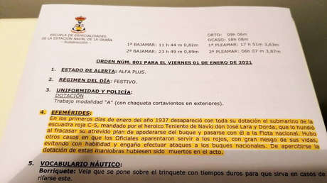 Destituyen a un capitán de fragata de la Armada española por celebrar el hundimiento de un submarino de "la escuadra roja" durante la Guerra Civil