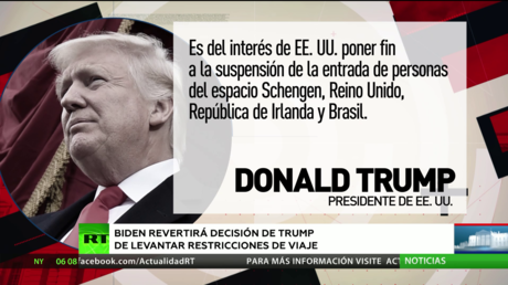 Biden promete revertir la decisión de Trump de suspender las restricciones de ingreso a EE.UU.