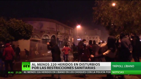 Al menos 226 personas resultan heridas en disturbios por restricciones sanitarias en el Líbano