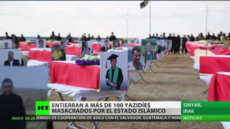 Entierran los restos de más de 100 yazidíes que fallecieron en una masacre del Estado Islámico