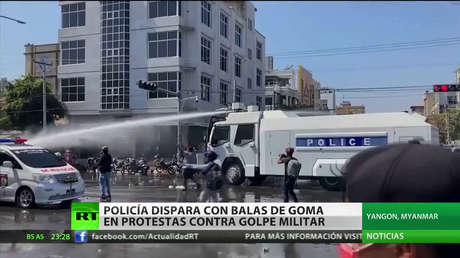 Disparan con balas de goma en protestas contra el golpe de Estado en Myanmar