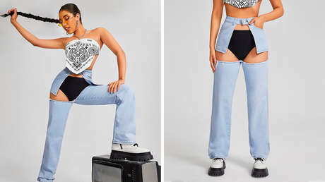 Usuarios de redes sociales se burlan de unos 'jeans' con un enorme agujero que deja a la vista la ropa interior