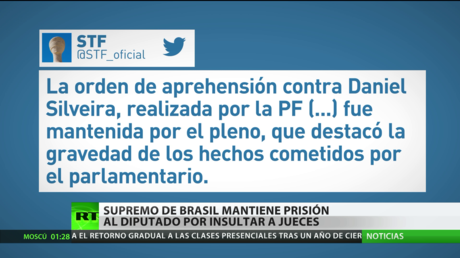 El Supremo de Brasil mantiene en prisión a un diputado que insultó a los jueces en un vídeo de YouTube
