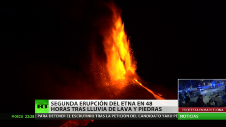 El volcán Etna entra por segunda vez en erupción en las últimas 48 horas