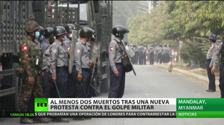 Al menos dos muertos en una nueva protesta contra el golpe militar en Myanmar