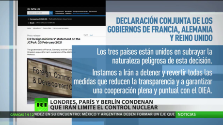 Reino Unido, Francia y Alemania condenan que Irán limite el control nuclear