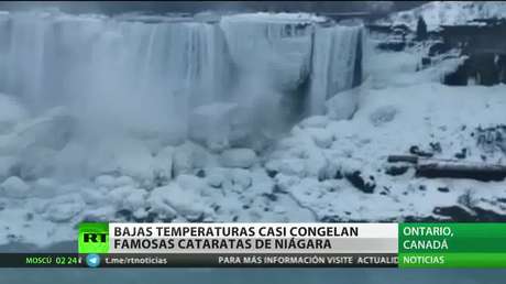 Las bajas temperaturas casi congelan las cataratas del Niágara