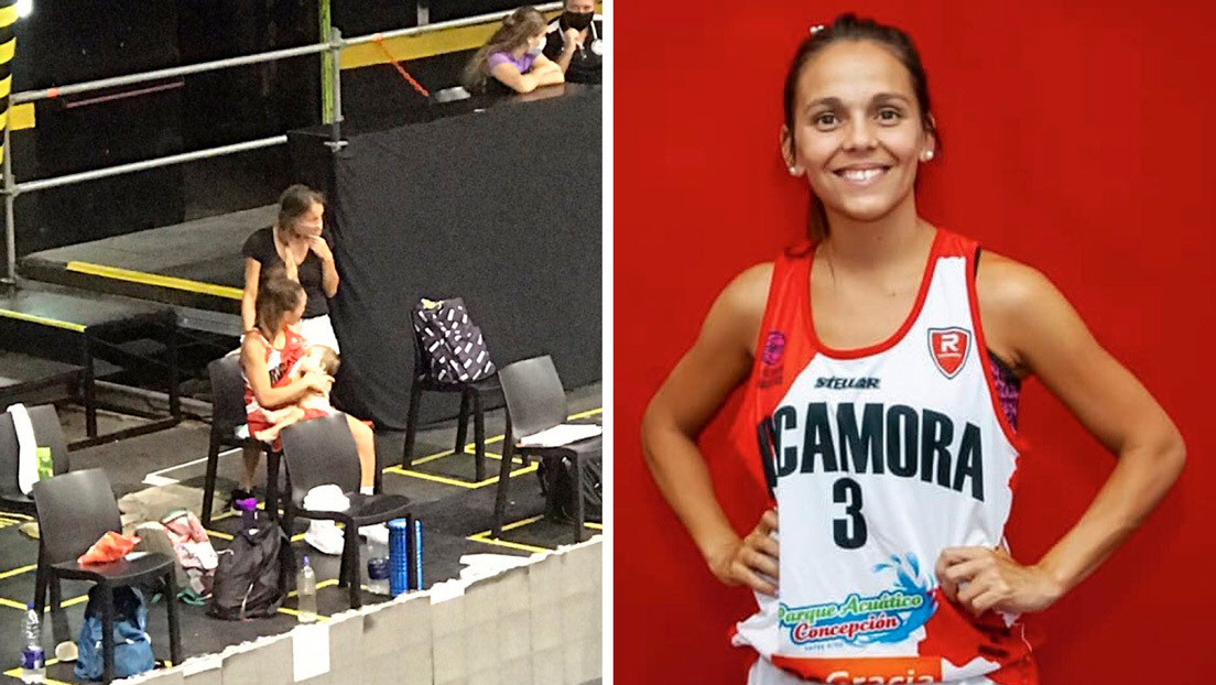 Una jugadora de baloncesto argentina amamanta a su hija en un partido y la foto se hace viral