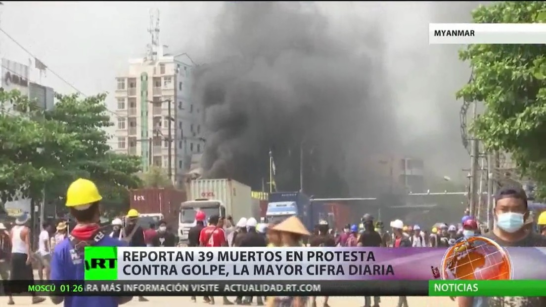 Reportan casi 40 muertos en protestas contra el golpe militar en Myanmar, lo que marca la mayor cifra diaria