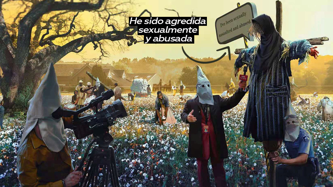 Una imagen viral china con un espantapájaros que denuncia abuso sexual se burla de las acusaciones de Occidente de que Pekín viola DD.HH. en Xinjiang