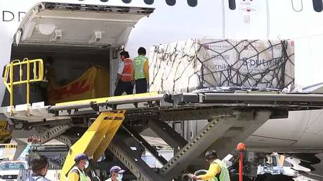 Llegada del segundo cargamento de la vacuna Sputnik V a México, 10 de marzo de 2021