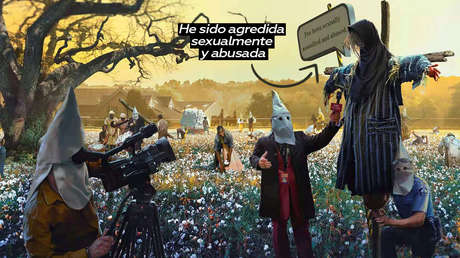 Una imagen viral china con un espantapájaros que denuncia abuso sexual se burla de las acusaciones de Occidente de que Pekín viola DD.HH. en Xinjiang