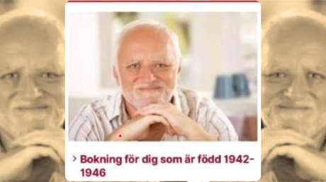 Suecia usa sin saberlo el popular meme 'Oculta el dolor, Harold' en una página web para la vacunación anticovid
