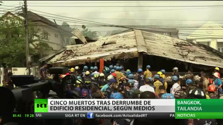 Cinco muertos y varios heridos tras el derrumbe de un edificio residencial en Tailandia