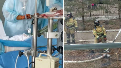 VIDEO: Graban desde el interior de una clínica en llamas cómo médicos rusos continúan con una cirugía a corazón abierto