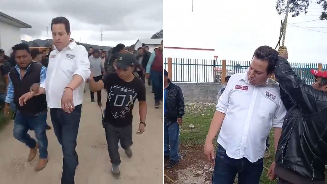 Habitantes de un pueblo de Chiapas (México) le ponen una soga al cuello del político local Juan Salvador Camacho Velasco.