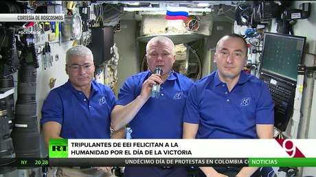 Tripulantes de la EEI felicitan a la humanidad por el Día de la Victoria