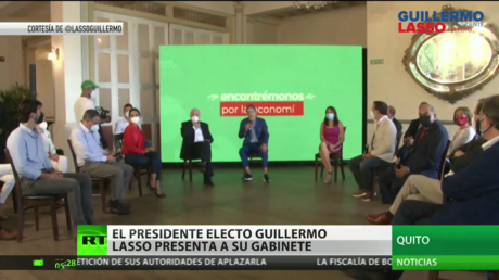 El presidente electo de Ecuador, Guillermo Lasso, presenta a su Gabinete
