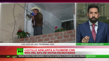Elecciones en Perú: Castillo adelanta por la mínima a Fujimori con más del 95 % de los votos escrutados