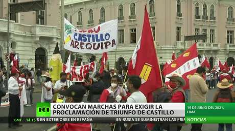 Perú: Convocan marchas para exigir que se proclame el triunfo de Pedro Castillo