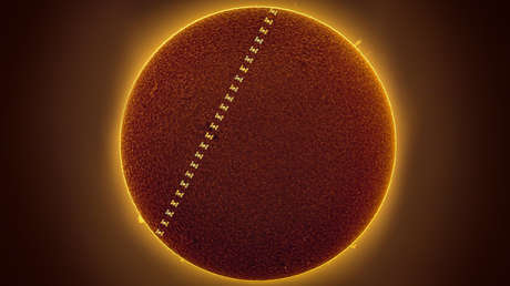 VIDEO, FOTO: Captan el instante en que la EEI pasa por delante del Sol creando un 'efecto cremallera'