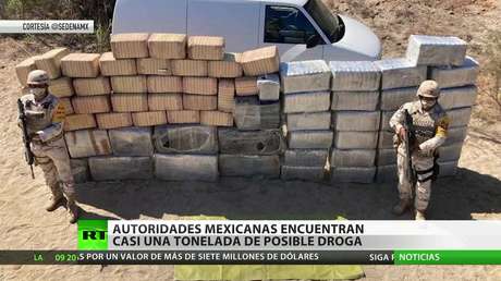 Autoridades mexicanas encuentran casi una tonelada de posible droga