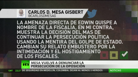 El expresidente boliviano Carlos Mesa vuelve a denunciar una persecución política contra la oposición