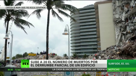 Ascienden a 20 los muertos tras el derrumbe parcial de un edificio en Florida