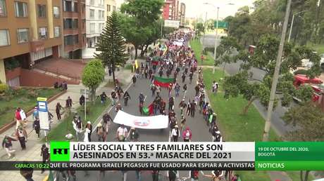 Colombia: Asesinan a un líder social junto con tres familiares en la 53.ª masacre en lo que va del 2021