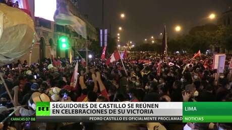 Perú: Seguidores de Castillo salen a las calles para celebrar su victoria