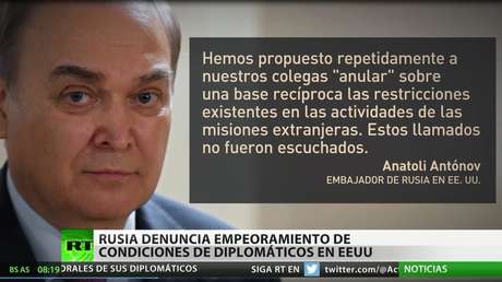 Rusia denuncia el empeoramiento continuo de las condiciones laborales de sus diplomáticos en EE.UU.