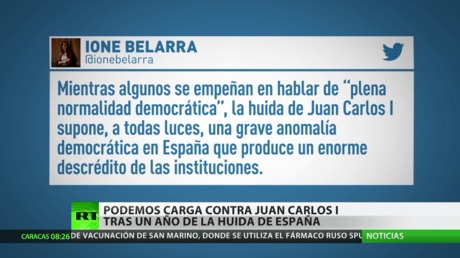 Podemos carga contra Juan Carlos I tras un año de la huida de España